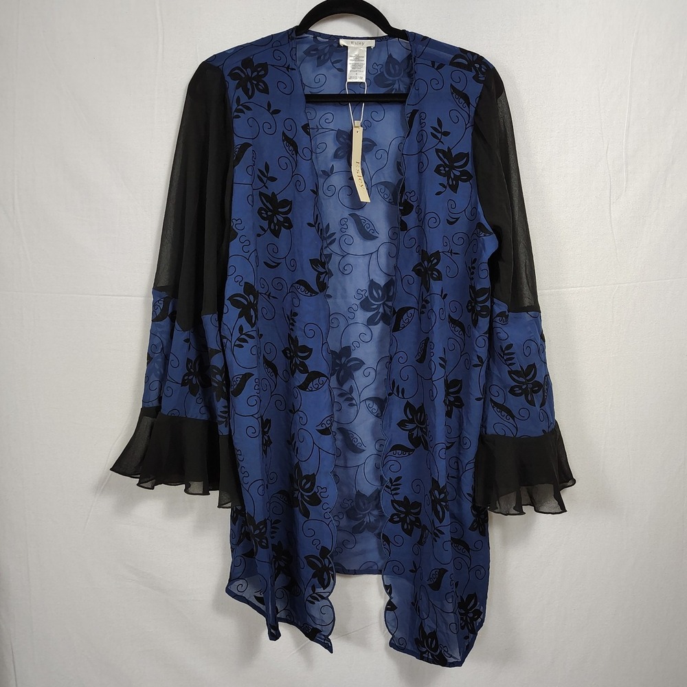 NEW Velvet Burnout Sheer Open Front L/S Cardigan Kimono S Boho Dark Romantic